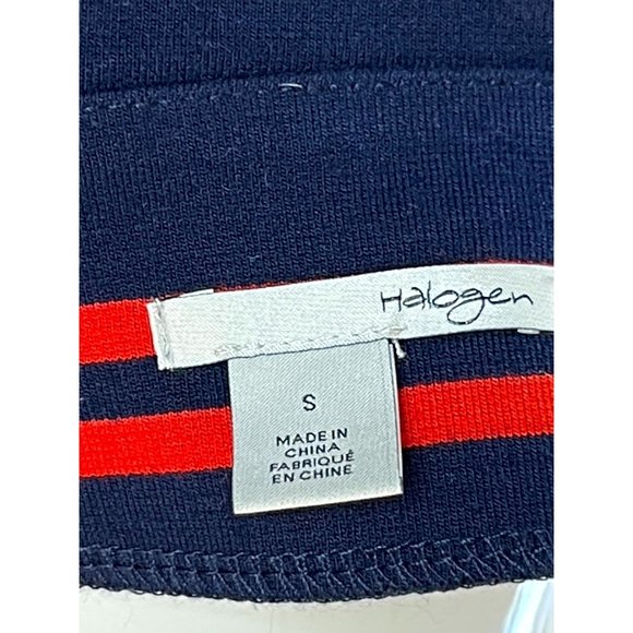 Halogen Women Striped Sweater Dress Stretch Side Slit Cowl Neck Blue Red Size S - Picture 6 of 11